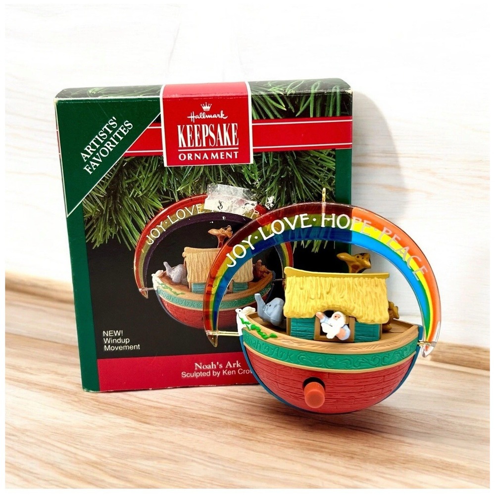 1991 Hallmark Keepsake Ornament Artists Favorites Noah's Ark  W/Wind-Up Movement